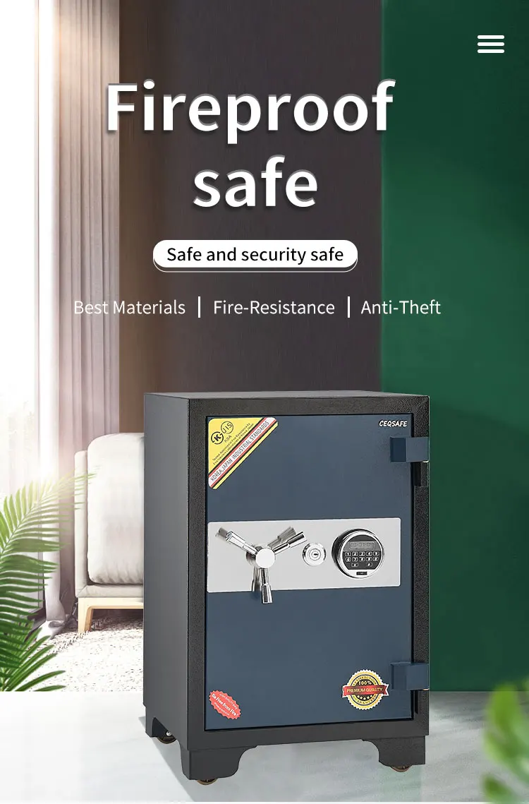 CEQSAFE High Quality Steel Metal Cabinet Digital Safe Fire Proof Storage Safe Box Fireproof factory