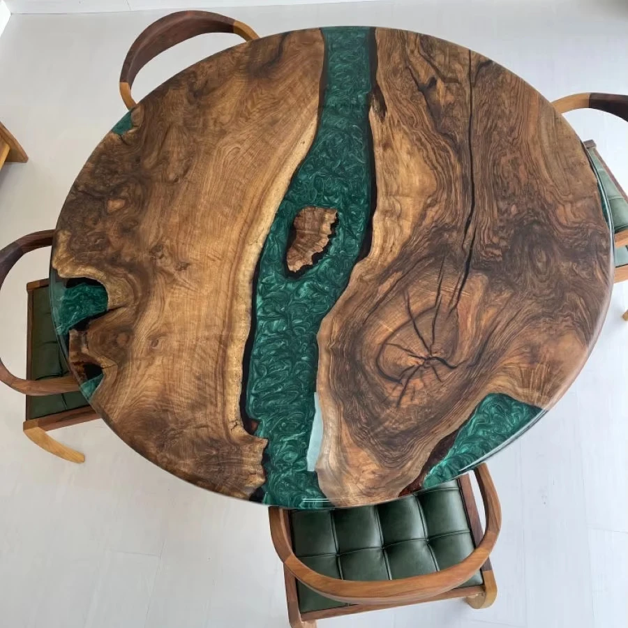 Custom Epoxy Resin and Wood Cafe Table Modern Room Furniture