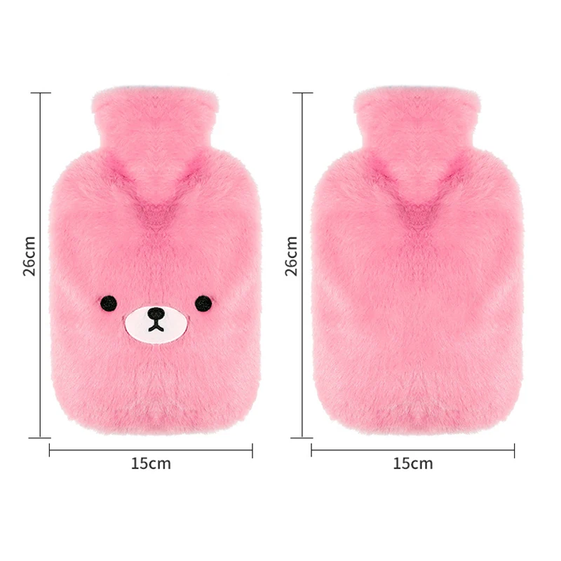 factory direct wholesale custom cute pluch rubber hot water bottle bag 1000ml cover for pain relief and winter warming
