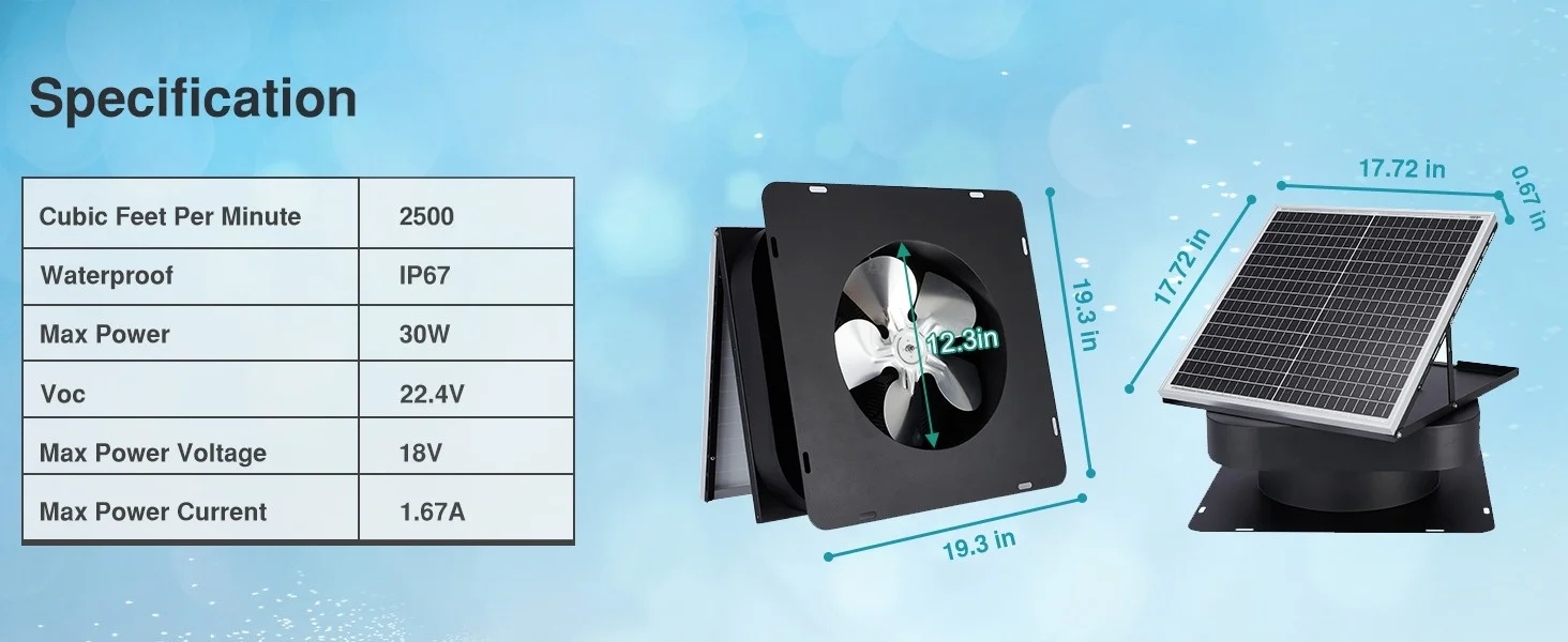 Controllerfree, 40W, Solar, Roof, 5-Blade - detail 4
