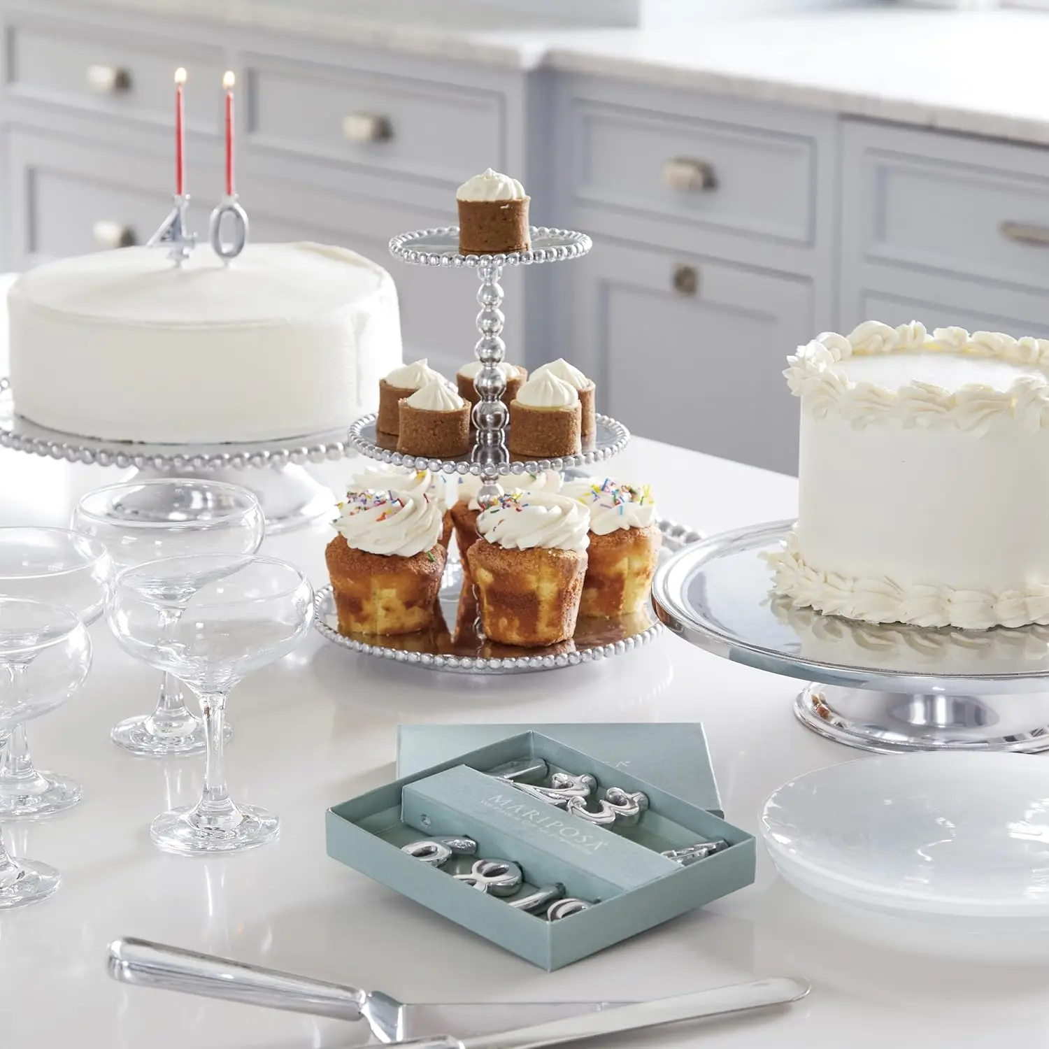 Reusable Metal Number Candle Holders for Birthday Party Cake Decoration