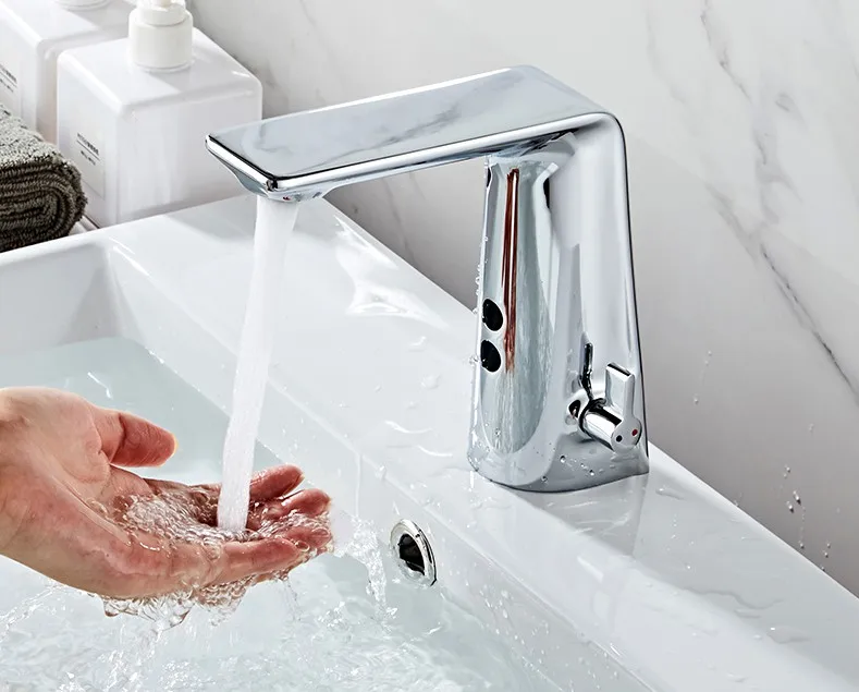 F018  Automatic Tap Sensor Electric Water Mixer  Bathroom  DC Sensor Faucet