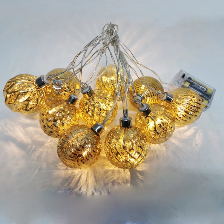 battery operated Christmas ball bubble shape string light set of 10 vintage mercury glass bauble garlands Christmas decoration