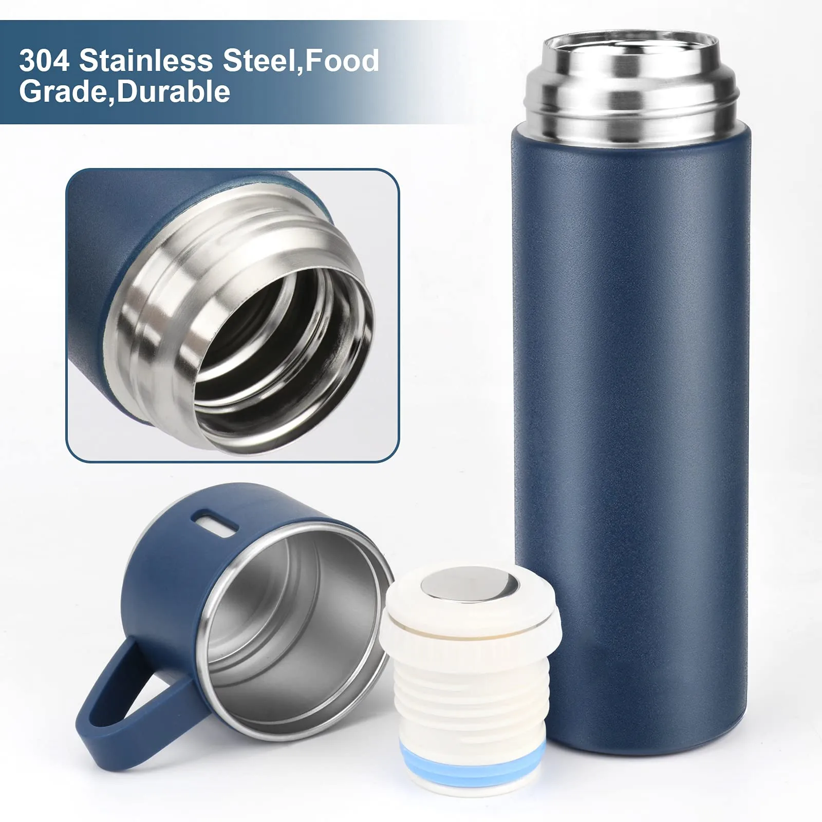 500ml Stainless Steel Thermo Vacuum Insulated Bottle With Cup For