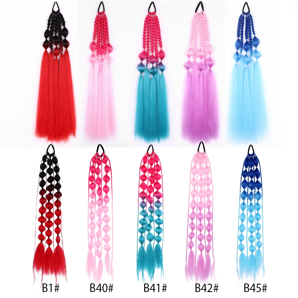 【 】★BUBBLE BRAID SLIDE★正規品★韓国人気★ Black Red Colorful Bubble Box Braid Synthetic Hair Ponytail