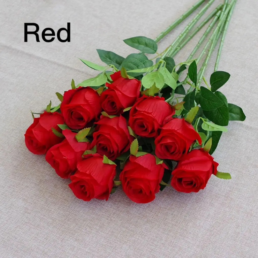 Wholesale Silk Flowers Artificial Long Stem White Roses Silk Christmas