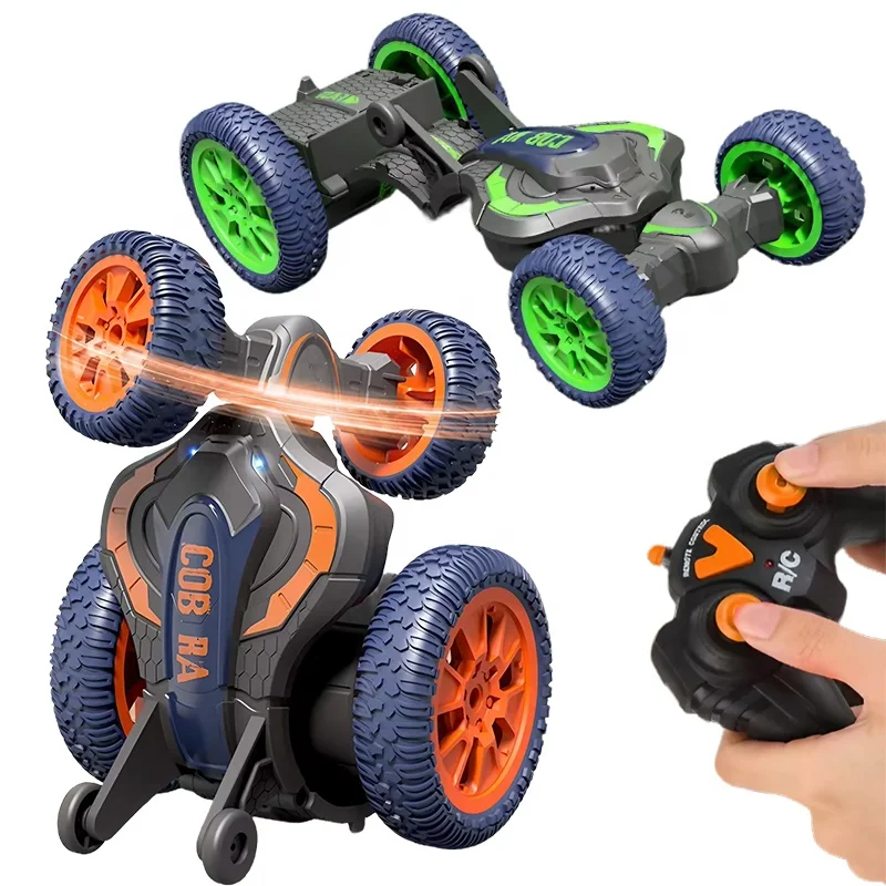 Stunt Rolling RC Car with Dual-Side Driving 360° Flips Remote Control  LED Lights Crash Resistant Long Battery Life Toy