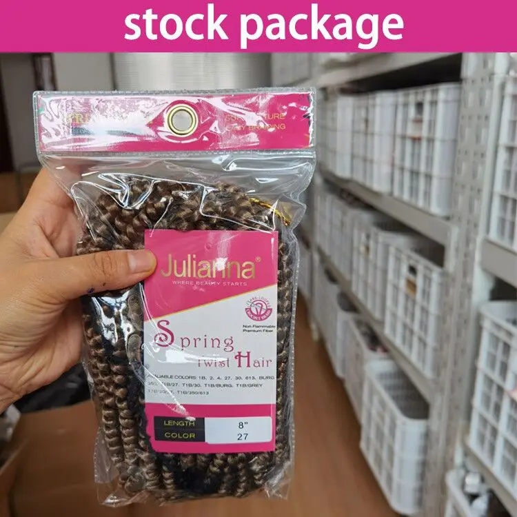 Julianna Wholesale Synthetic Spring Curl Crochet Braids 8 Inch Nubian Hair Products Kenya 12 Inches Spring Twist Braiding Hair