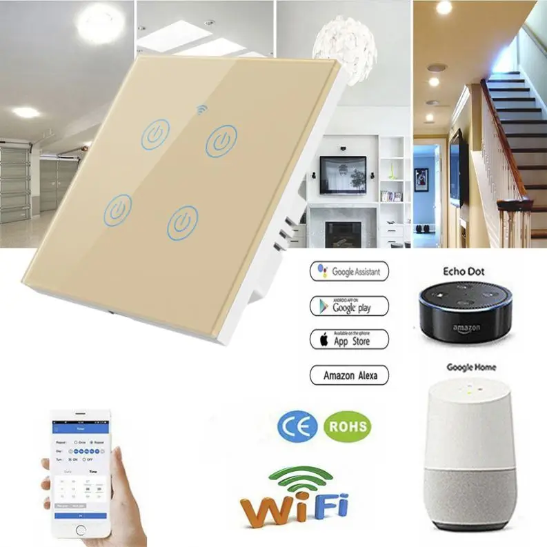 Самые популярные товары в ЕС переключатель Wi-Fi Smart настенный выключатель 3 Gang сенсорный выключатель смарт-инструменты для дома
