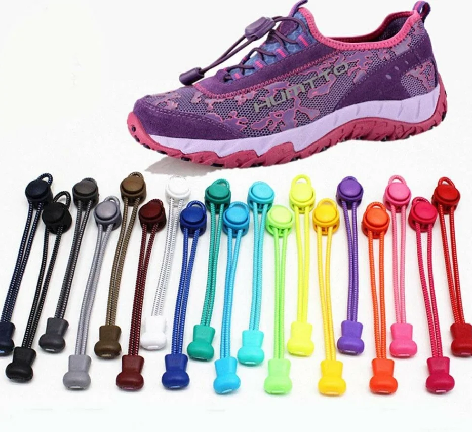 Multi Colors Diy Size No Tie Laze Elastic Shoelace With Plastic Stopper