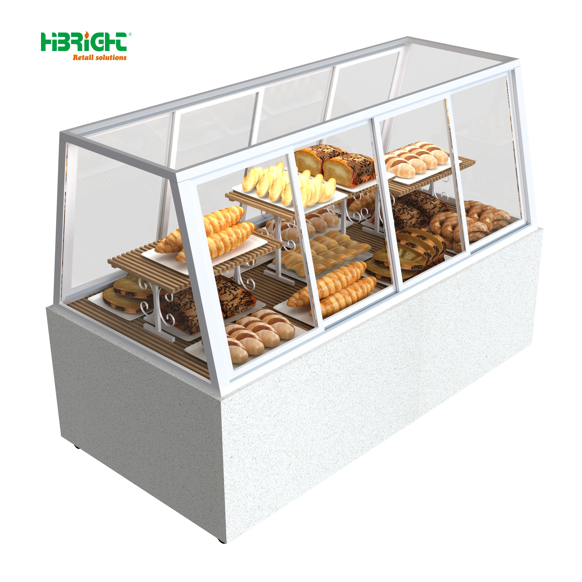 Customized Wooden Bakery Display Rack Trendy Dessert Shop Design