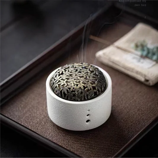 Newly gift Ceramic sage cones Censer charcoal burning incense coil holder Burner Jar Incense burner resin incense burner sticker