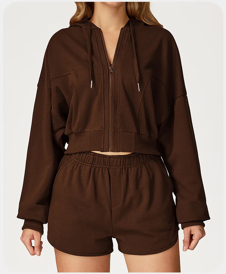 Casual Solid Breathable Plus Size Sports Sweatshirt Set Loose Fit Slimming High-End Feel detail