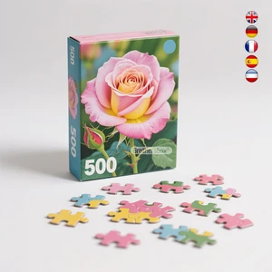 Wholesale Custom Jigsaw Puzzles Rose Print 500 Pieces Customized Paper Jigsaw Puzzles for Children and Adults