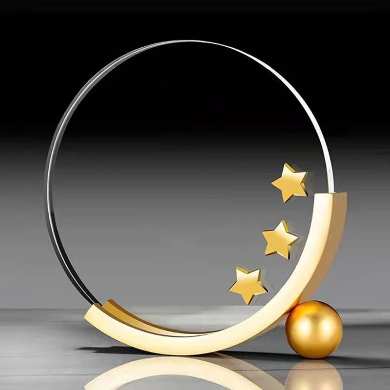 Simple Transparent Metal Crystal Trophy Geometry Round Fine Gift Award Souvenirs Honor Luxury Trophy