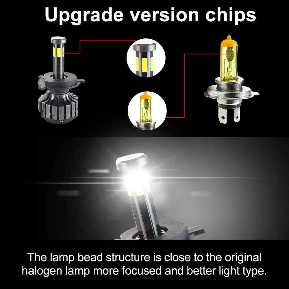 POPNOW Auto Lighting System 6 Sides 3 Color H4 H7 Led Headlight Bulb Xenon Other Headlights Accessories Luces Led for Car