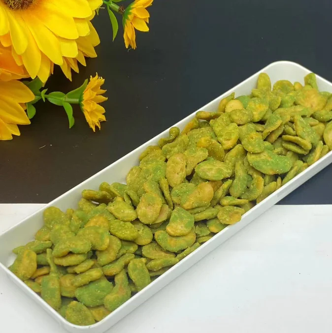 Hot Sale Nut Snack Wasabi Coated Broad Beans Spicy with Sweet Fava Beans manufacture