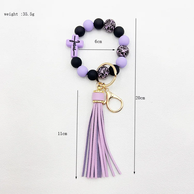 OKAICEN Silicone Beaded Keychain Bracelet With Pink Butterfly Charm – Wristlet For Women & Girls