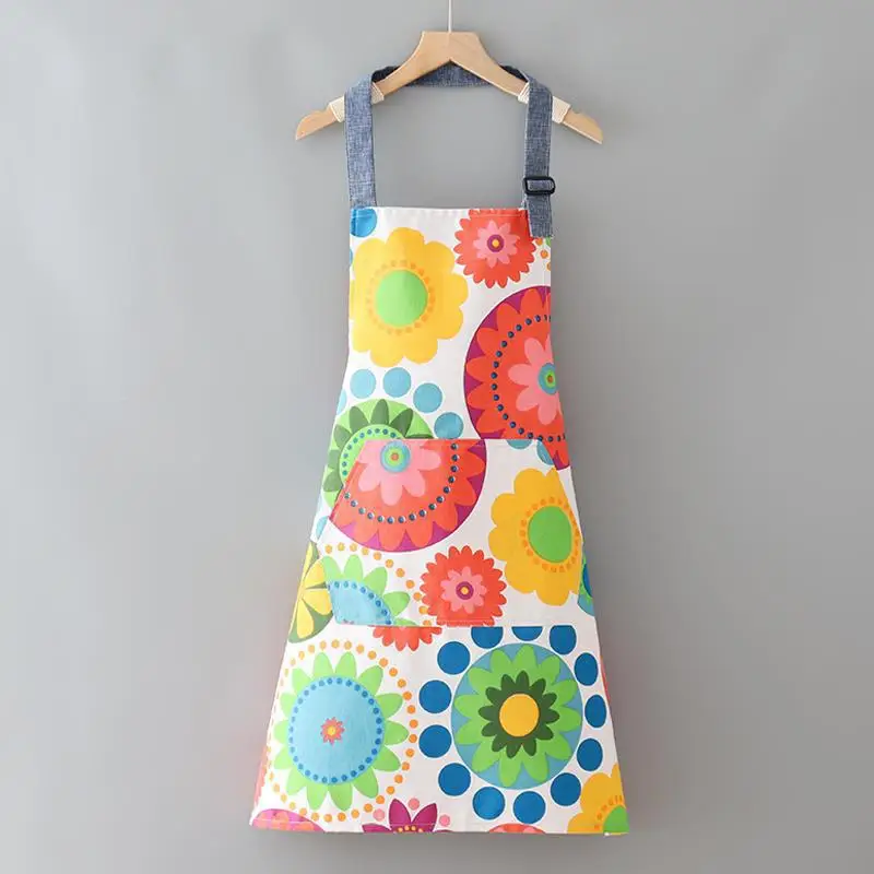 Children's Cotton Sleeveless Drawing Apron Waterproof Long-Sleeved Cover for Kindergarten Art Painting Kids Bib with Flowers