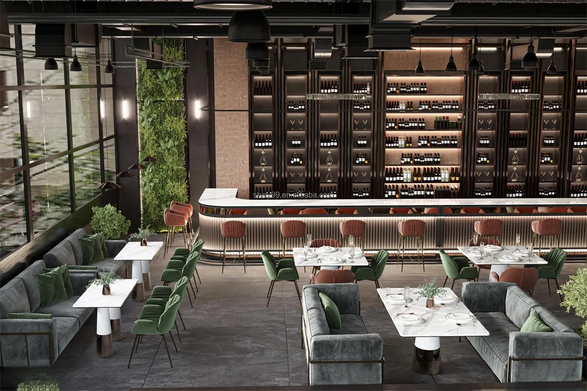 Modern Restaurant Cafe Bar Interior Design - Savy Furnishings