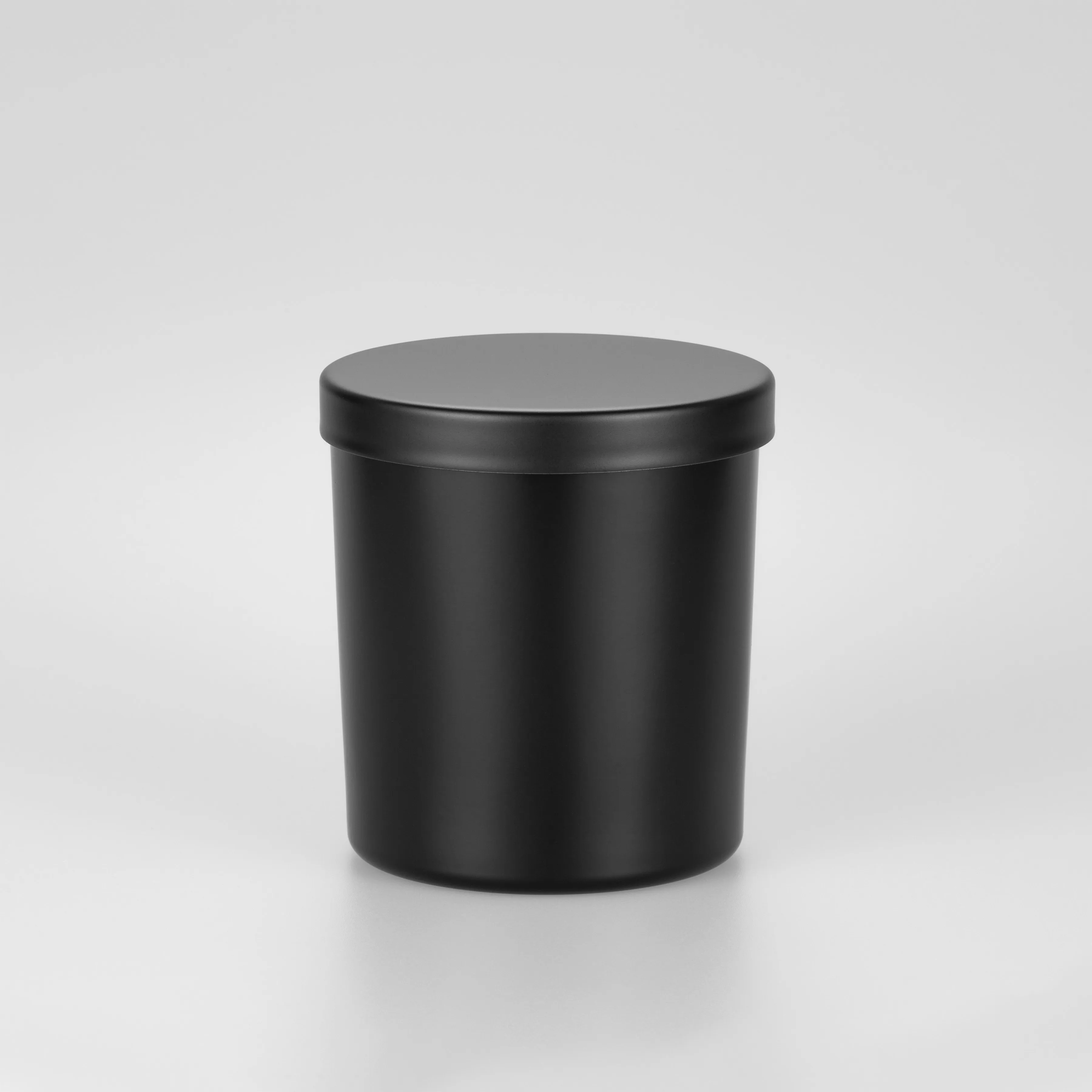 7oz Matt Black Glass Candle Jar with Metal Lid for Home Decor