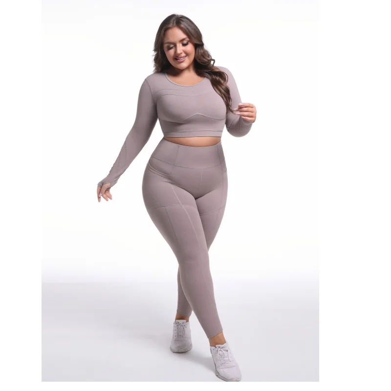 product odm plus size quick dry running jackets long sleeve yoga sets outdoor fitness gym training lady fitness yoga pants with pocket-56