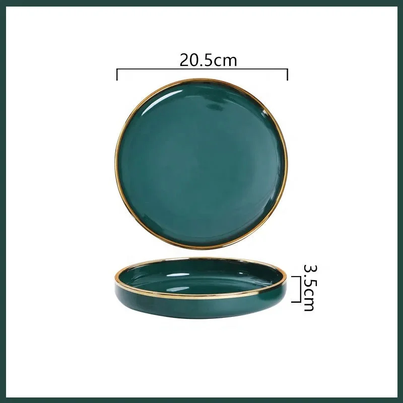 Custom Nordic Green Ceramic Dinner Tableware Restaurant Home Porcelain Dinnerware Set
