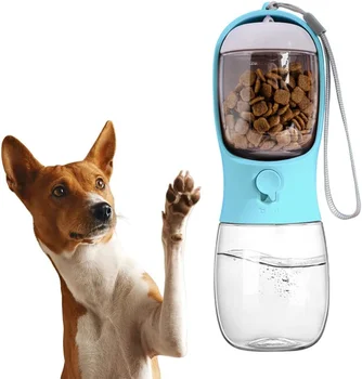 2024 New Wholesale 2 In 1 300ml/550ml Traveling Pet Water Food Container Pet Water Bottle Dog Portable Water Cup