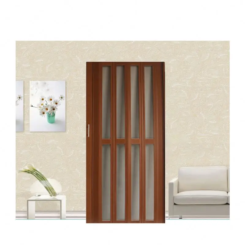 New Design Walnut White Oak Pvc Accordion Cheap Interior Temporary Folding Doors