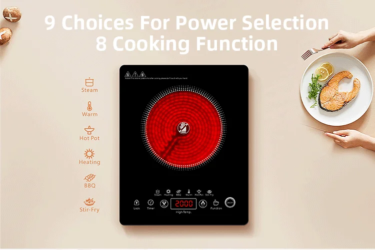 U.S.A UK Hot Sale Electric Infrared Cooktop Single burner for Home Hotel Ceramic Stove CB CE Certificate Infrared Cooker