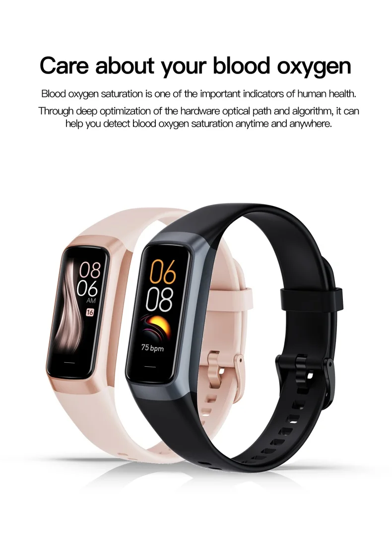 Cheap AMOLED Smart Bracelet C60 Heart Rate Blood Pressure Oxygen Body Temperature Call Message Reminder C60 Smart Band