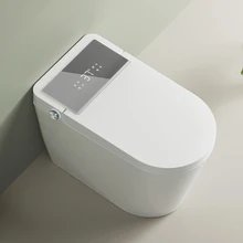 Intelligent Bidet Toilet Bathroom Auto Flush Smart Commode with S-Trap Drainage Elongated Bowl Remote Control Advanced Function