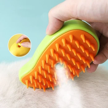3-in-1 Multifunctional Plastic Cat Dog Steam Brush Spray Cleaning Massaging Silicone Pet Hair Comb