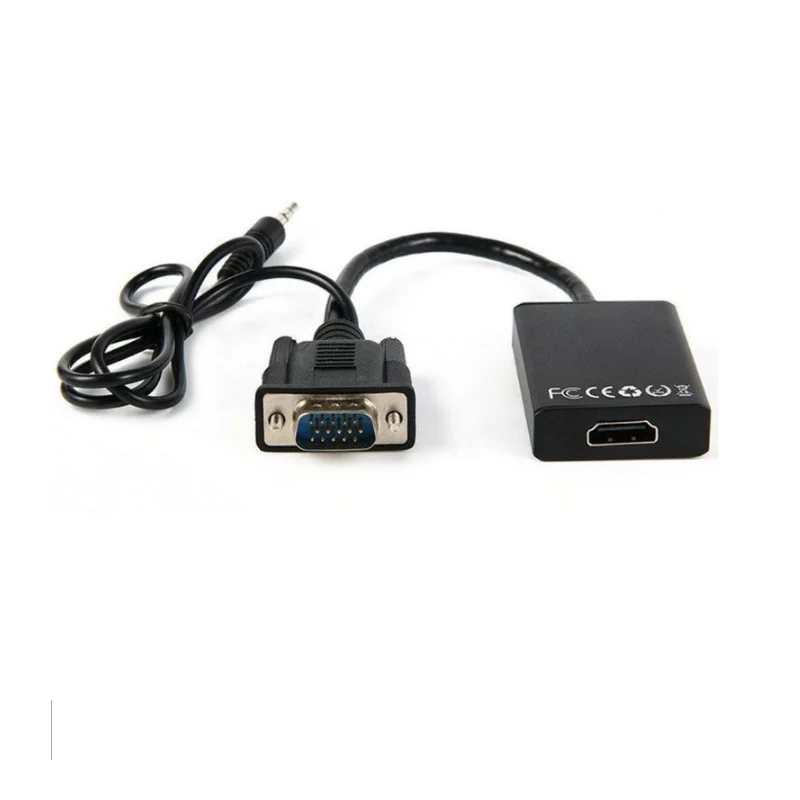 VGA Male To Male Adapter Box With 15ft Audio Cable - For Connecting PC To HDTV/Monitor