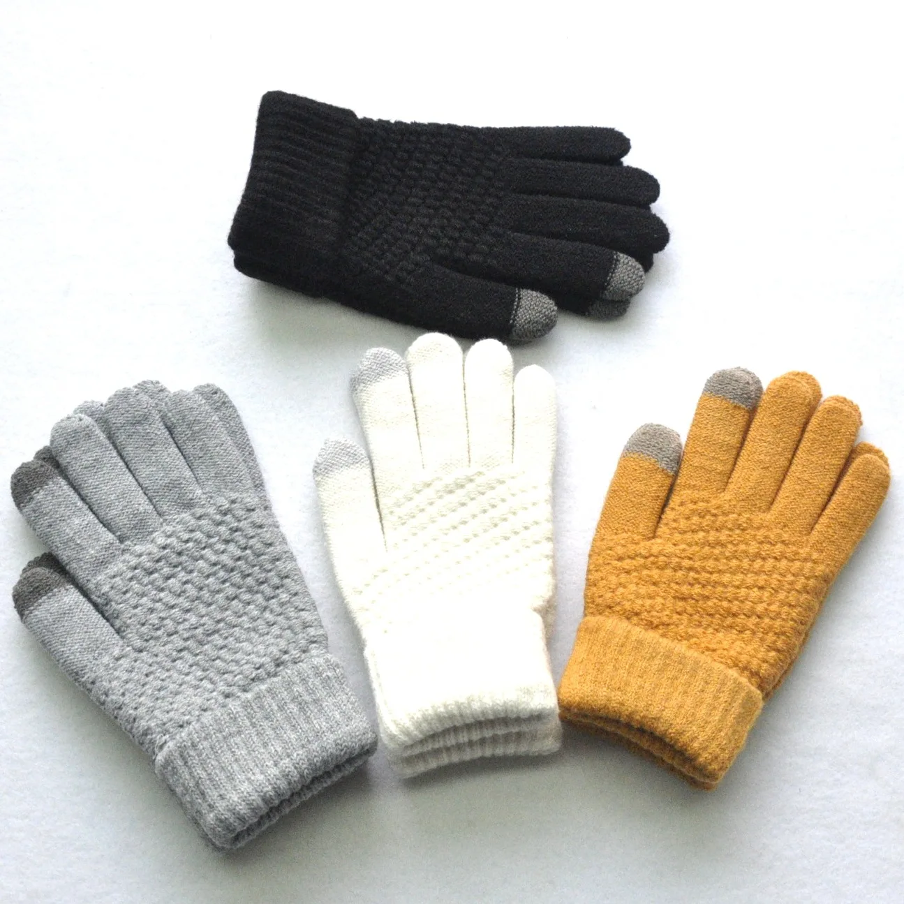 Оптовая продажа шерстяные перчатки для взрослых зимние теплые коллекционные с рисунком ананаса жаккардовые тканевые