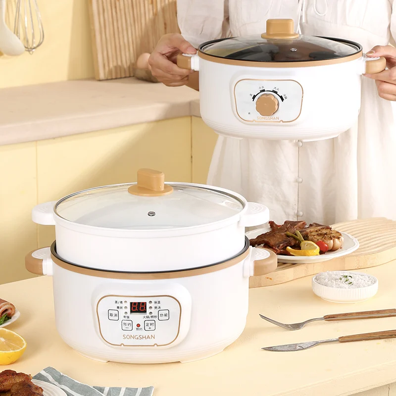 Electric hot pot, multi-function electric pot, household smart cooking pot,  electric skillet, cooking, frying, frying, non-stick electric skillet is