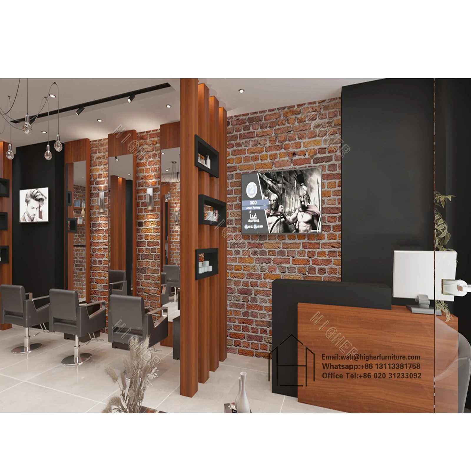 Latest Fashion Salon Shop Furniture Sets Salon Shop Display Showcase  Display Cabinet for Barber Shop