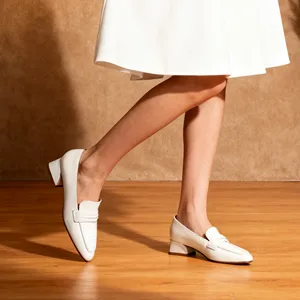 Professional Custom Hot Sales High Quality Factory Price Genuine Leather Square Heel Slip-On Ankle Women's Shoes