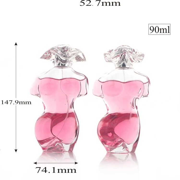 Unique Shape Custom 90ml Woman Body Shaped Empty Women Body Shape Glass  Perfume Bottle