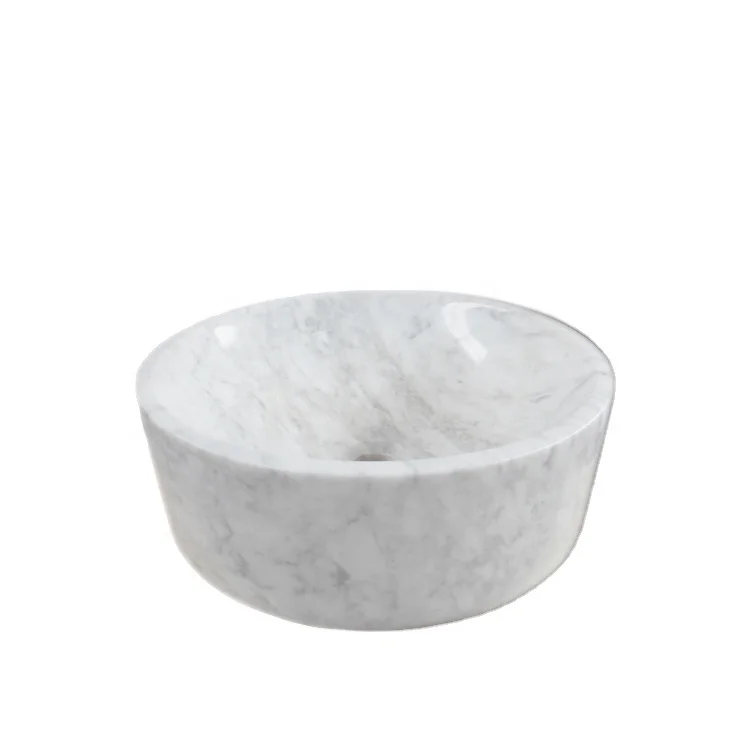 Morden Design Decorative Marble Round Stone Sink Villa Hotel Bathroom Vessel Sink