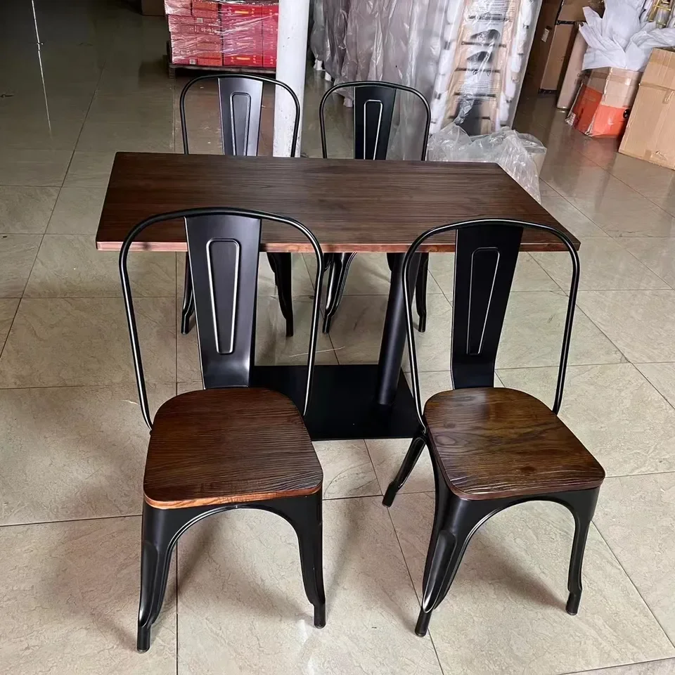 Metal Iron Stackable Industrial Vintage Cheap Retro Dining Metal Tables
