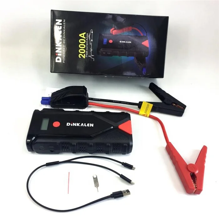 Multifunctional 12V Super Capacitor Jump Starter Kit 2000A Peak Current Car Battery Charger LED Light for Trucks Motorcycles