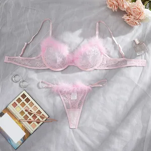 2026 BOON Cross-Border Sweet Sheer High-Quality Lace Plush Sexy Lingerie Set Sweet Pure Desire Underwire Push-Up Bra Set
