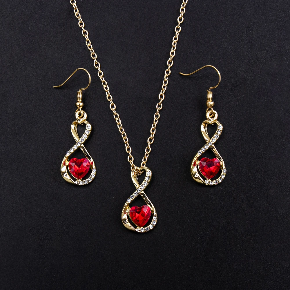 necklace jewelry earrings wedding fashion crystal gold plated set for women 