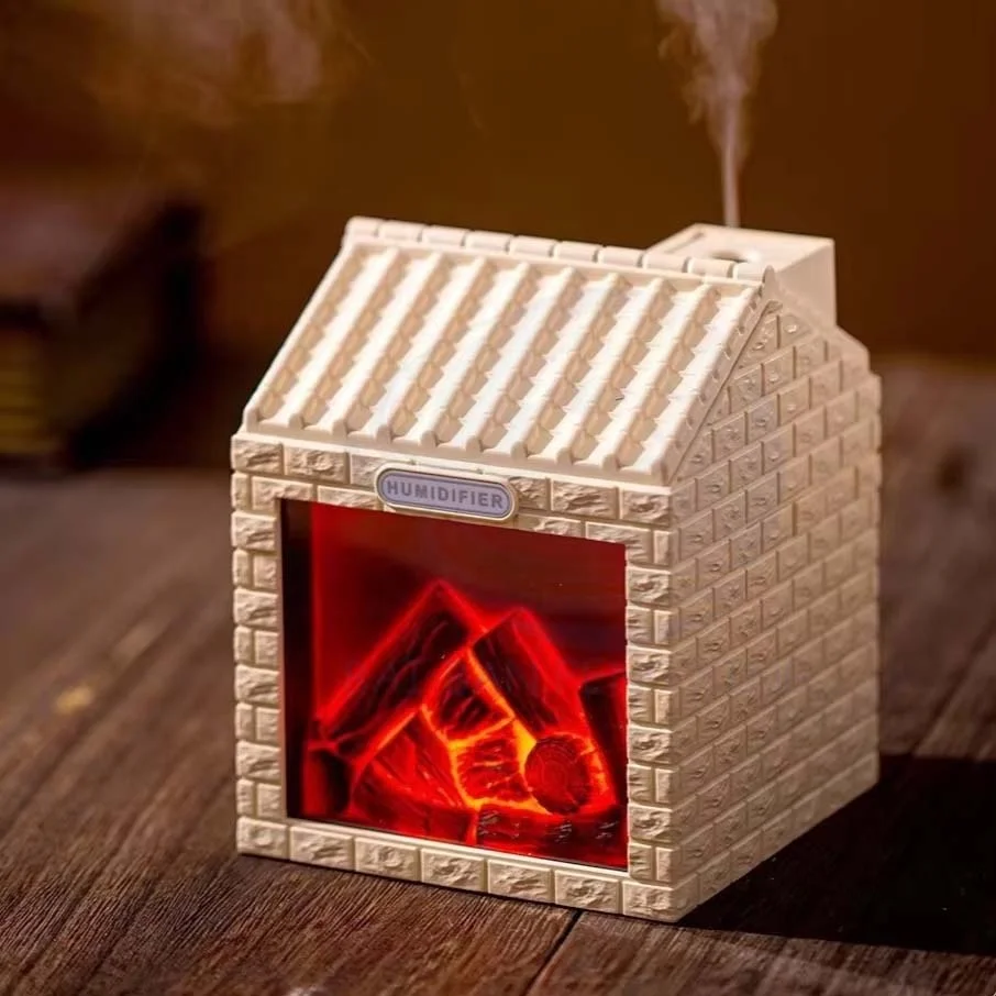 Charcoal House Humidifier Creative Gift Night Light Villa B&B Living Room Retro Simulation Flame Sprayer 4