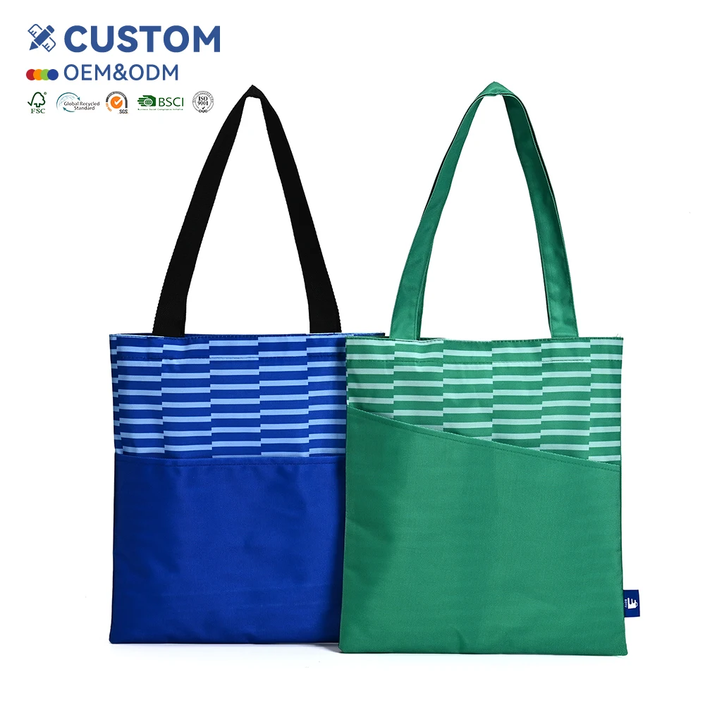 Hot Selling Polyester Shopping Bag Shoulder Handbag Polyester Bag with Customized Printing Pattern