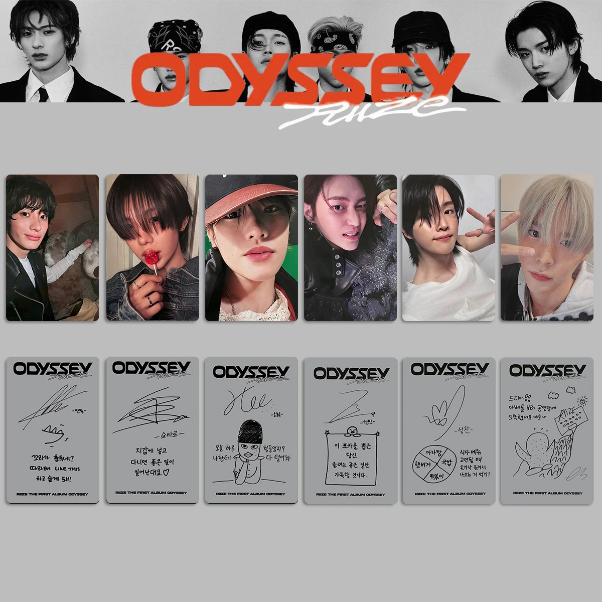 6Pcs/Set Kpop RIIZE ODYSSEY Album Selfie Cards Wonbin Shotaro