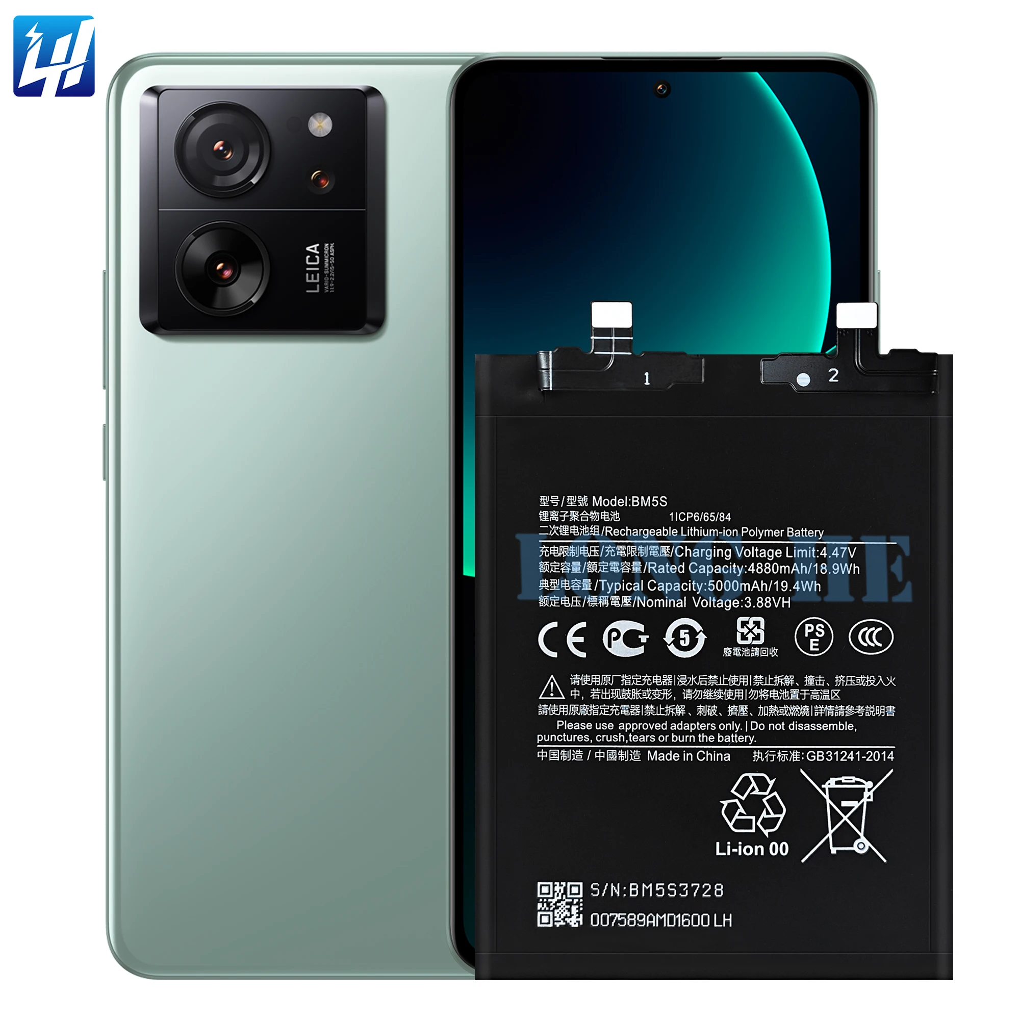 Xiaomi 13T バッテリー92% 3.88V 5000mAh BM5S Xiaomi Mi 13T Pro、Redmi K60 Extreme