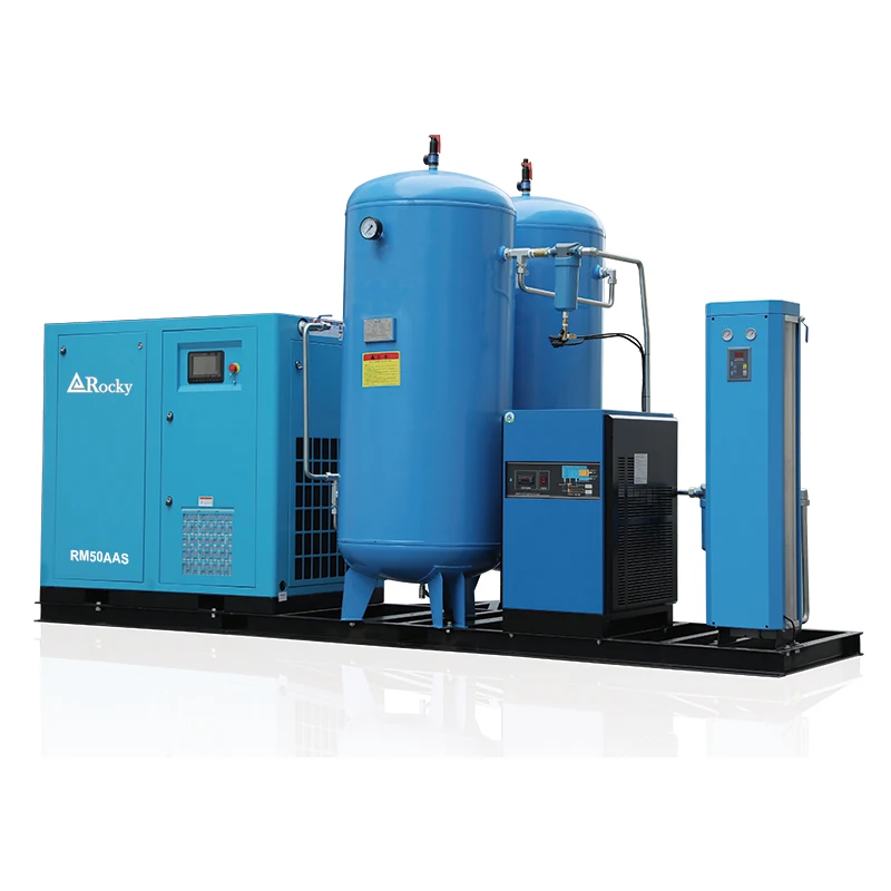 22kW 30馬力 スキッド搭載型エアコンプレッサー タンク付き 冷凍式エア 