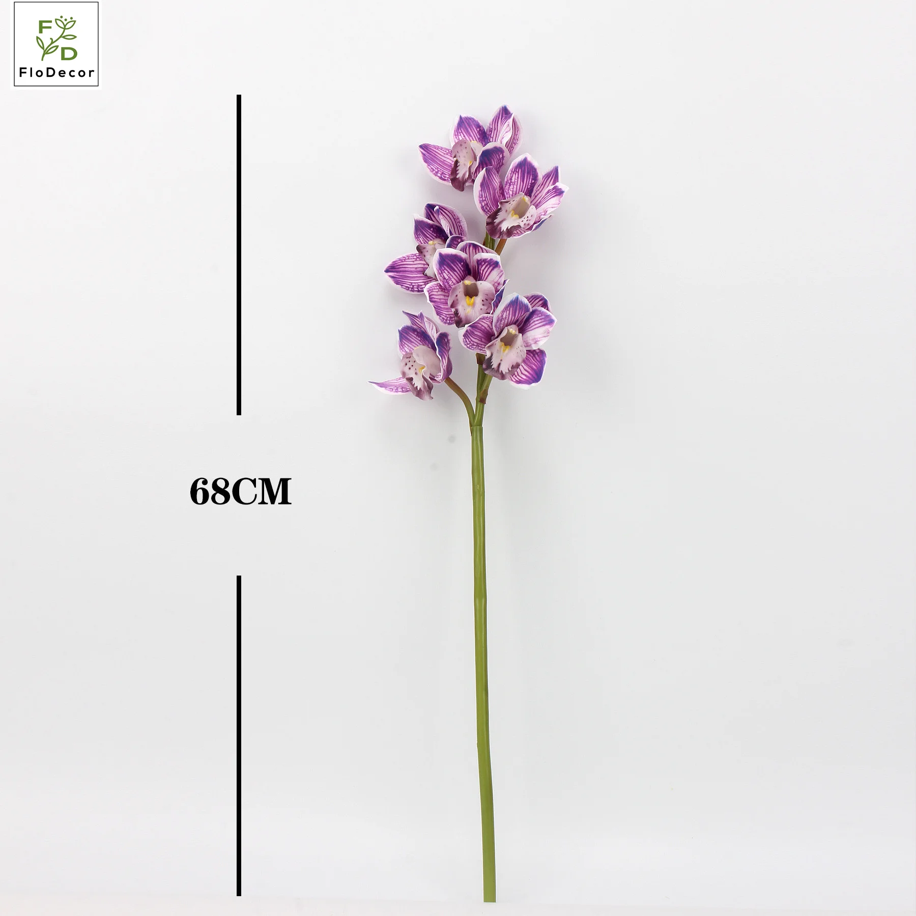 High Quality 6 Heads Artificial Cymbidium 68CM Orchid Real Touch Flower for Shopping Mall Home Decoration